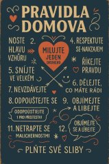Plechová ceduľa Pravidla domova