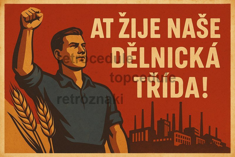 Plechová cedule At žije naše dělnická třida!