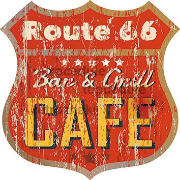 Cedule Route 66 Cafe štít