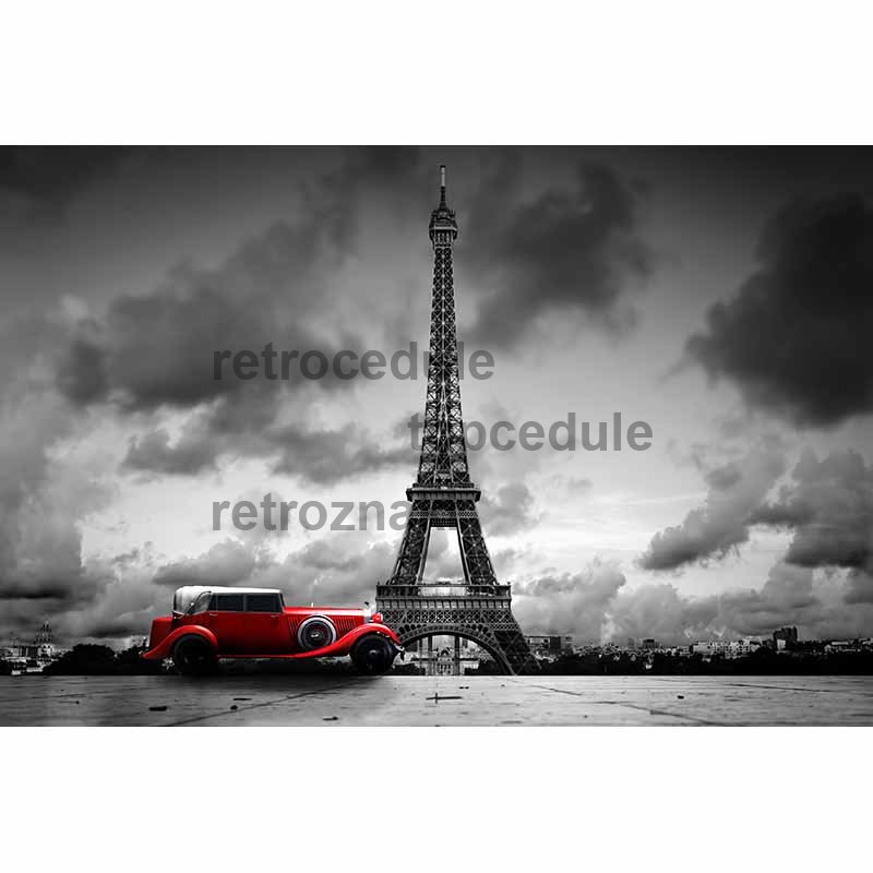 Znak Paris rdeči stari avto - Pariz