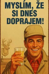 Plechová cedule Myslím že si dnes doprajem!