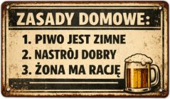 Plechová ceduľa Zasady Domowe