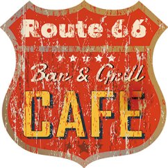 Znak tarczy kawiarni Route 66