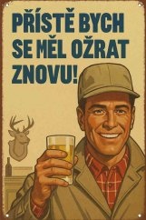 Plechová ceduľa Přístě bych se měl ožrat znovu!