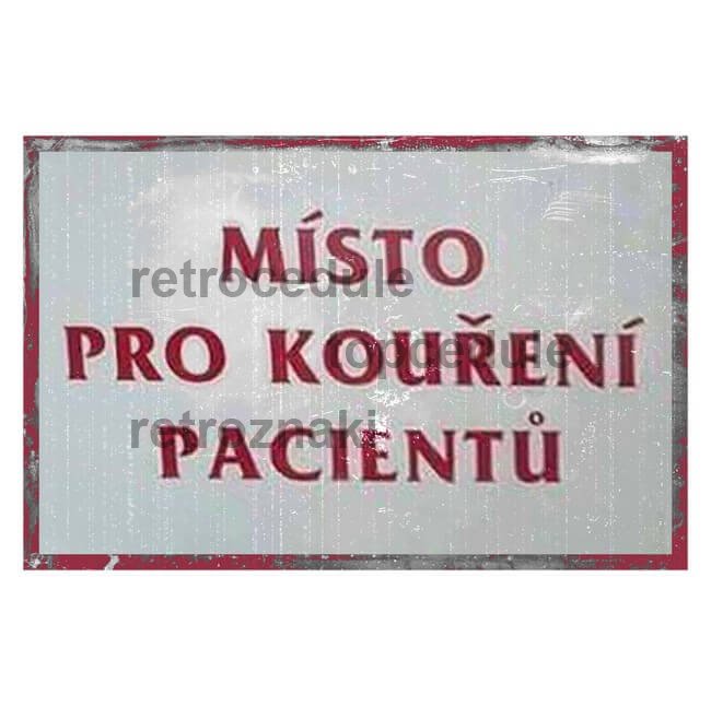 Cedule Místo pro kouření pacientů