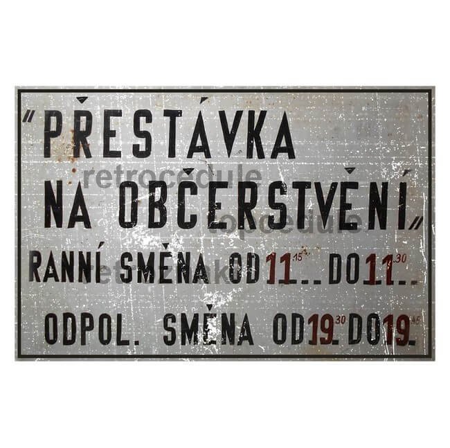 Ceduľa Přestávka na obečerstvení