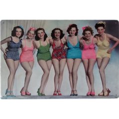 Ceduľa Sexi ženy plavky retro Ceduľa Sexi ženy plavky retro