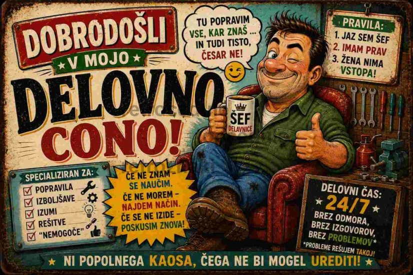 Pločevinasti znak Dobrodošli v mojo Delovno Cono!