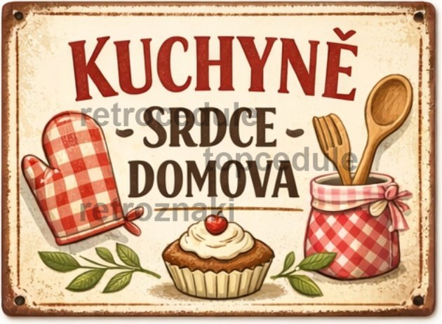 Plechová ceduľa Kuchyně - Srdce domova Plechová ceduľa Kuchyně - Srdce domova