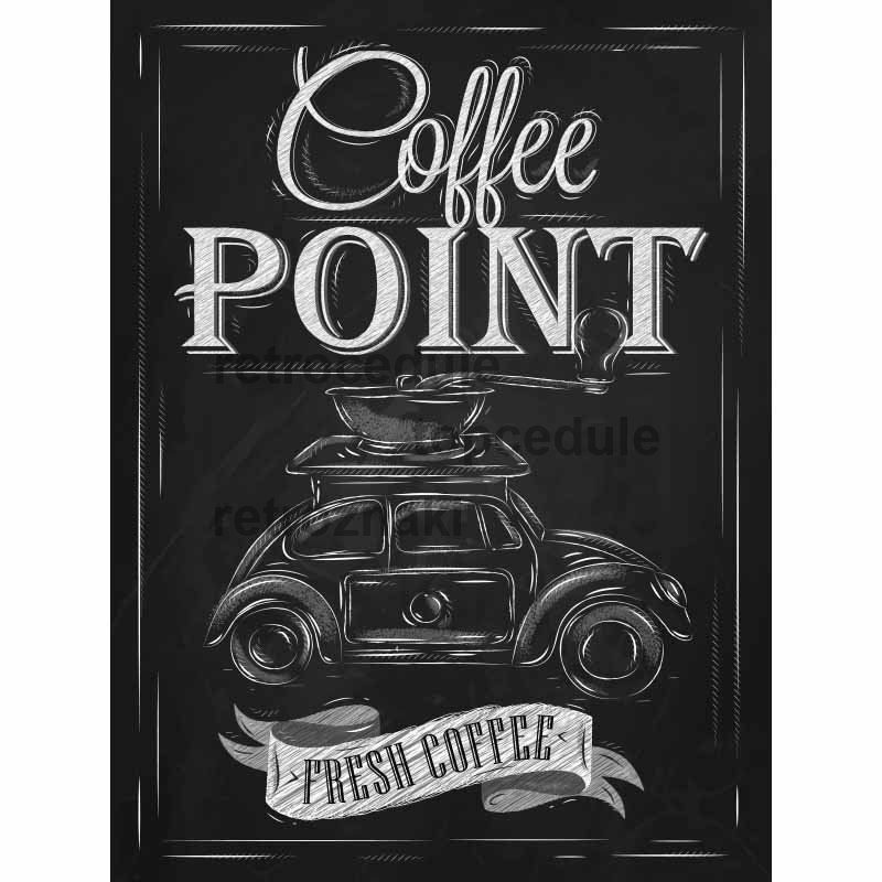 Znak Coffee Point 40 x 30 cm - Retro pločevinasti napisi