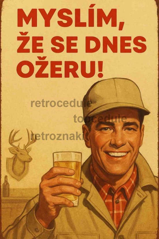 Plechová ceduľa Myslím že se dnes ožeru