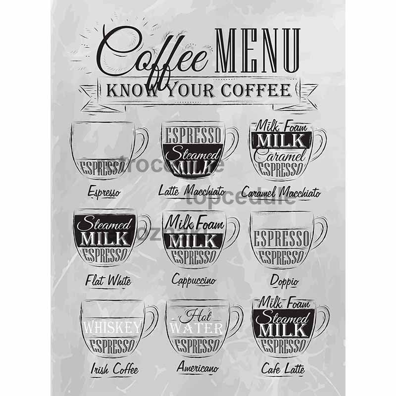 Ceduľa Coffee Menu - White Ceduľa Coffee Menu - White