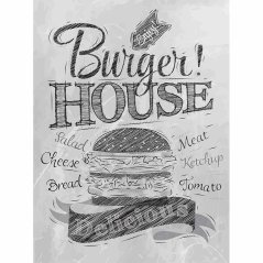 Burger House felirat - fehér