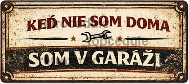 Znak blaszany Keď niesom doma som v garáži Znak blaszany Keď niesom doma som v garáži