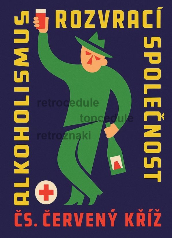 Plechová cedule Alkoholizmus rozvrací společnost