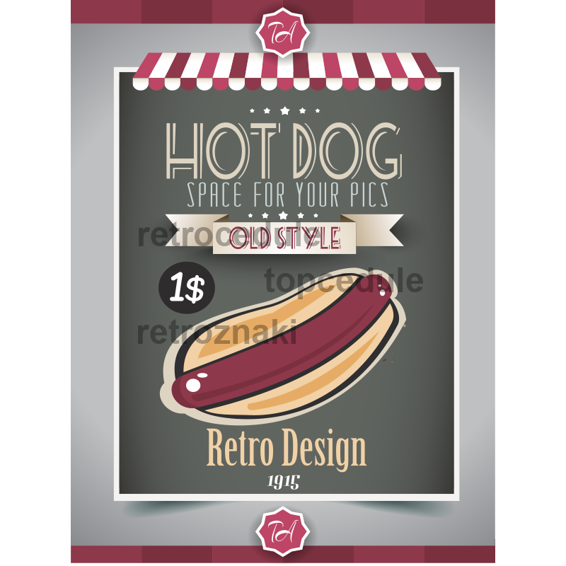 Cedule Hot Dog - Retro Design