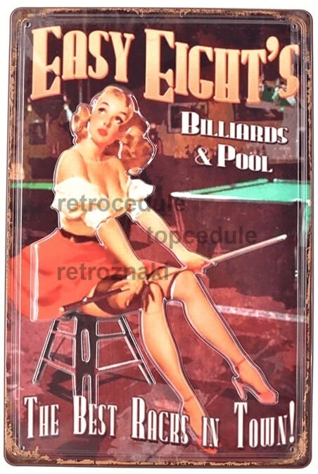 Znak blaszany Easy Eights Billiards Pool Znak blaszany Easy Eights Billiards Pool