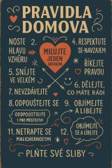 Plechová cedule Pravidla domova