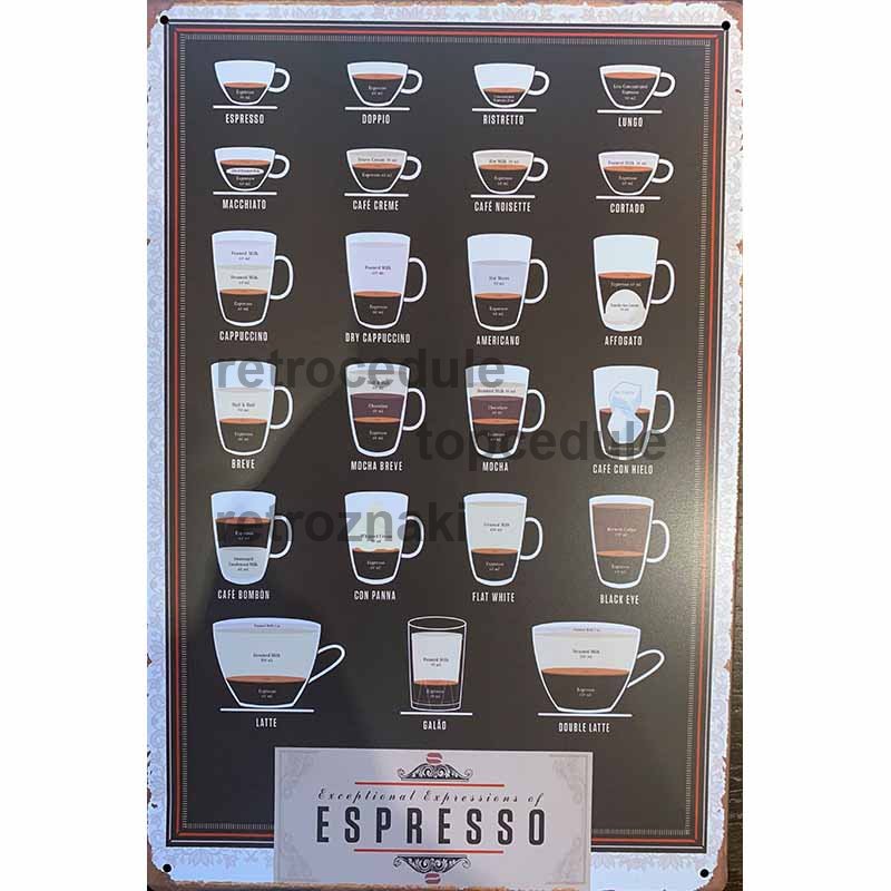 Plechová cedule Coffee Menu