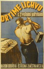 Plechová cedule Drtíme Lichvu s životními potřebami
