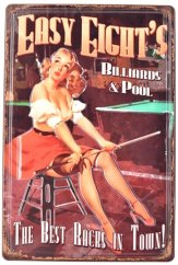 Znak blaszany Easy Eights Billiards Pool