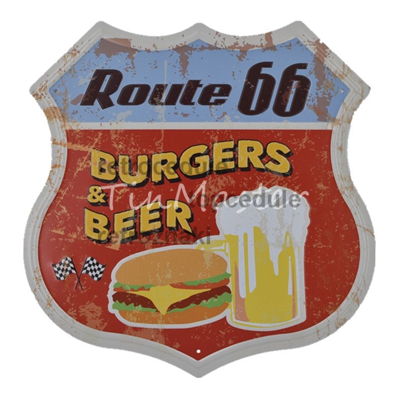 Ceduľa Route 66 Burgers &amp; Beer štít