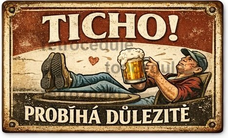 Plechová ceduľa Ticho! Probíhá dulezité