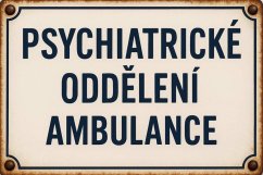 Plechová ceduľa Psychiatrie oddělení ambulance
