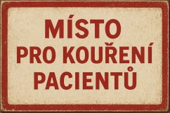 Plechová cedule Místo Pro Kouření Pacientů