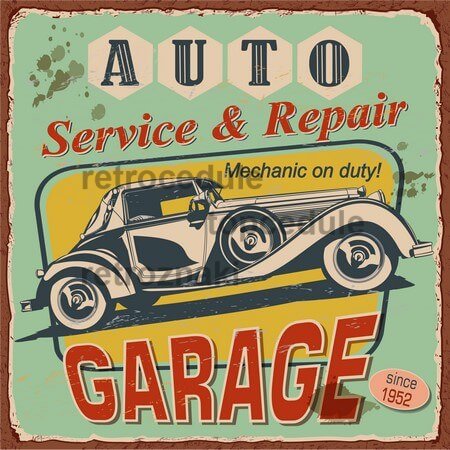 Serwis i naprawa samochodów - znak garażu Serwis i naprawa samochodów - znak garażu