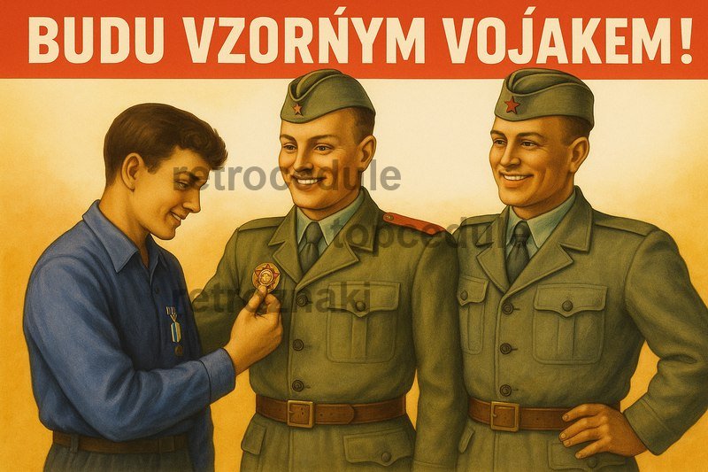 Plechová cedule Budu vzorným vojákem!