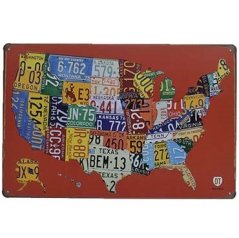 Ceduľa USA mapa značky
