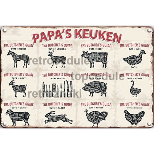 Znak Butchers Papas Keuken