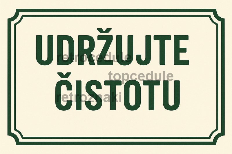Plechová ceduľa Udržujte čistotu