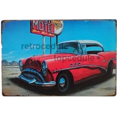 Znak Motel - rdeči avto