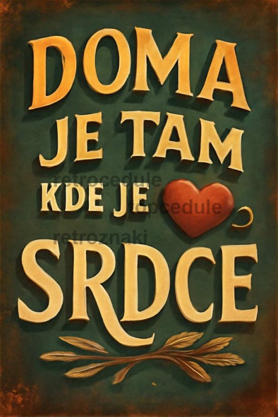 Plechová ceduľa Domov je tam kde je srdce
