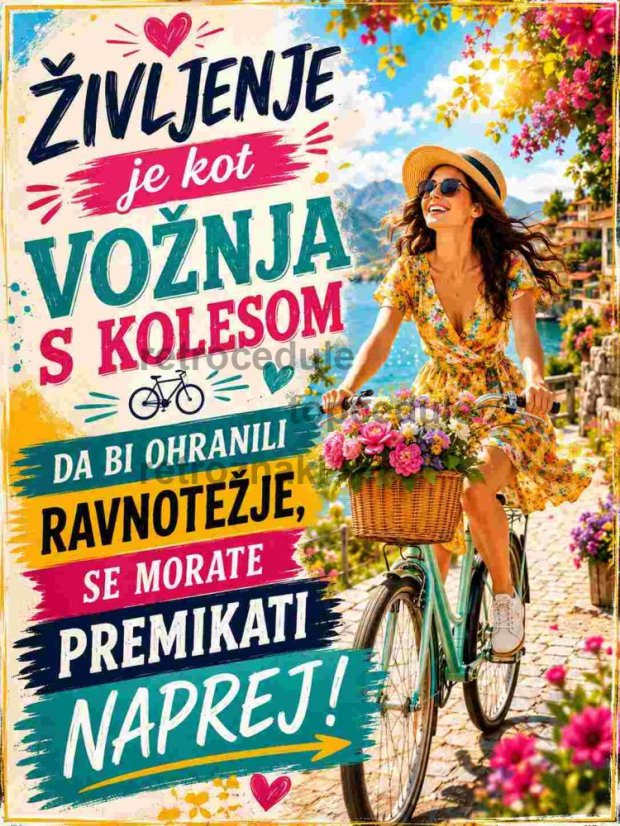 Pločevinasti znak Življenje je kot vožnja s kolesom