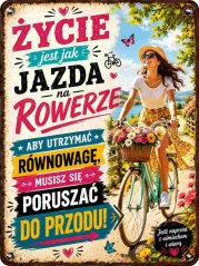 Plechová ceduľa Zyčie jest jak kazda na rowerze