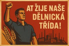 Plechová cedule At žije naše dělnická třida!