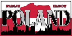 Znak blaszany Poland Warshaw Krakow
