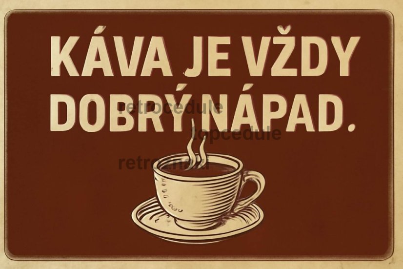 Plechová ceduľa Káva je vždy dobrý nápad