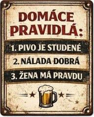 Plechová cedule Domáce pravidlá