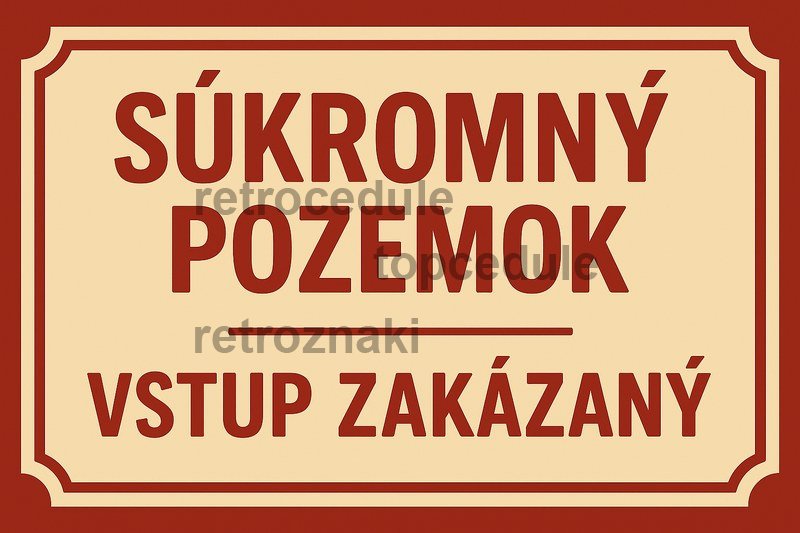 Podpisz oznaczenie Súkromný pozemok - Vstup zakázaný