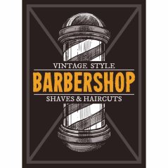 Ceduľa Barbershop - Vintage style