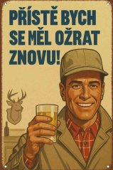 Plechová ceduľa Přístě bych se měl ožrat znovu!