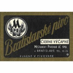 Ceduľa Bratislavské Pivo - Čierne Výčapné