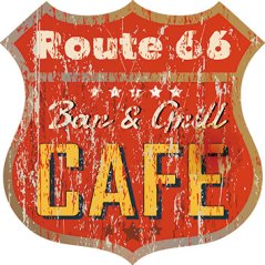 Cedule Route 66 Cafe štít