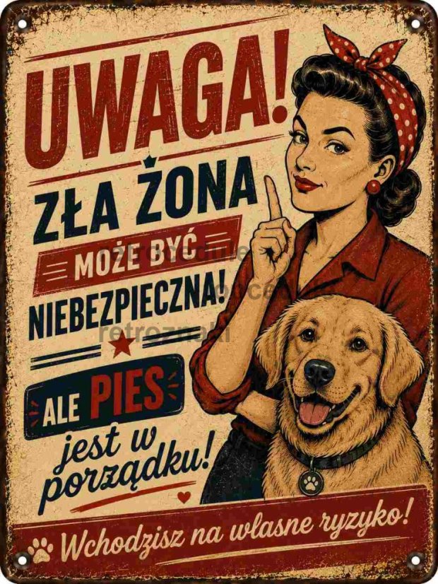 Tabliczka blaszana Uwaga! Zla žona