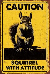 Znak Caution - Squirrel With Attitude