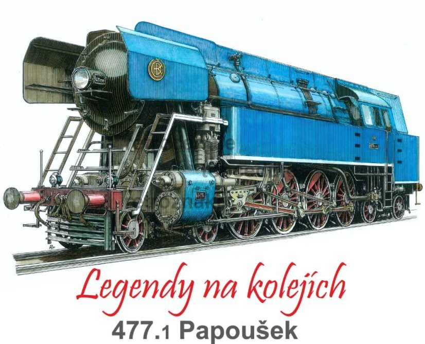 Plechová cedule Lokomotiva 477.1 Papoušek